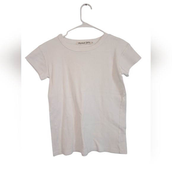 Michael Stars Mimi Crop T Shitt White Short Sleeve Round Neck Cotton - Picture 1 of 6